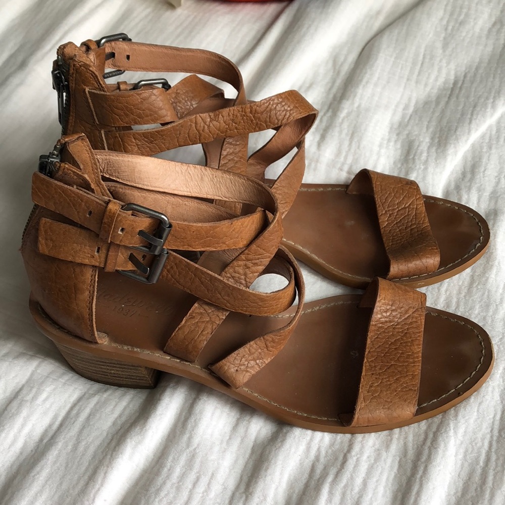 ✨ madewell leather strappy heeled sandals